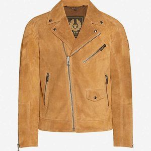 Belstaff Fenway Suede Biker Jacket US 42 in Tan/Ghurka
